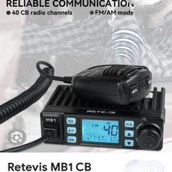 Retevis MB1 CB Radio Dual Mode AM/FM 40 Channel 9/19 CHannel + MR500 CB Antenna