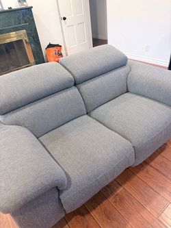 Gray Fabric Recliner Loveseat 2 Sofas 6 seats