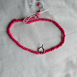 Handmade Anklets hot pink with a Cham