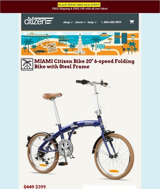 Citizen Miami Bike - Black (Was 400,Now 100)