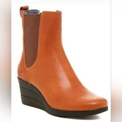 UGG Dupre Tan Pull On Wedge Ankle Leather Boots Chelsea Booties 7