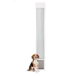 PetSafe Sliding Glass Pet Door, Medium Dogs to 40 lbs, White Adjustable Height 75 7/8 to 80 11/16”