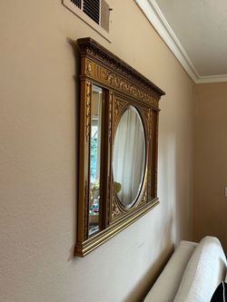 Ornate Gold Triptych Wall Mirror