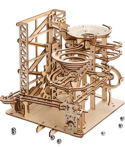 3D Wooden Puzzles for Adults: 330 pcs 3D Mechanical Wood Marble Run with Roller Coaster Model Kit for Brian Teaser to Build - Christmas Hobbies Craft 