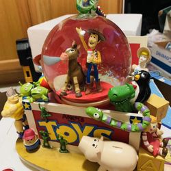 Ultra Rare ❤️ Disney Toy Story Woody Toy Box Musical Water Globe Snowglobe Music Box