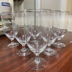 Group of 6 Vintage Fostoria Water Goblets Wine Glasses Crystal Mint 