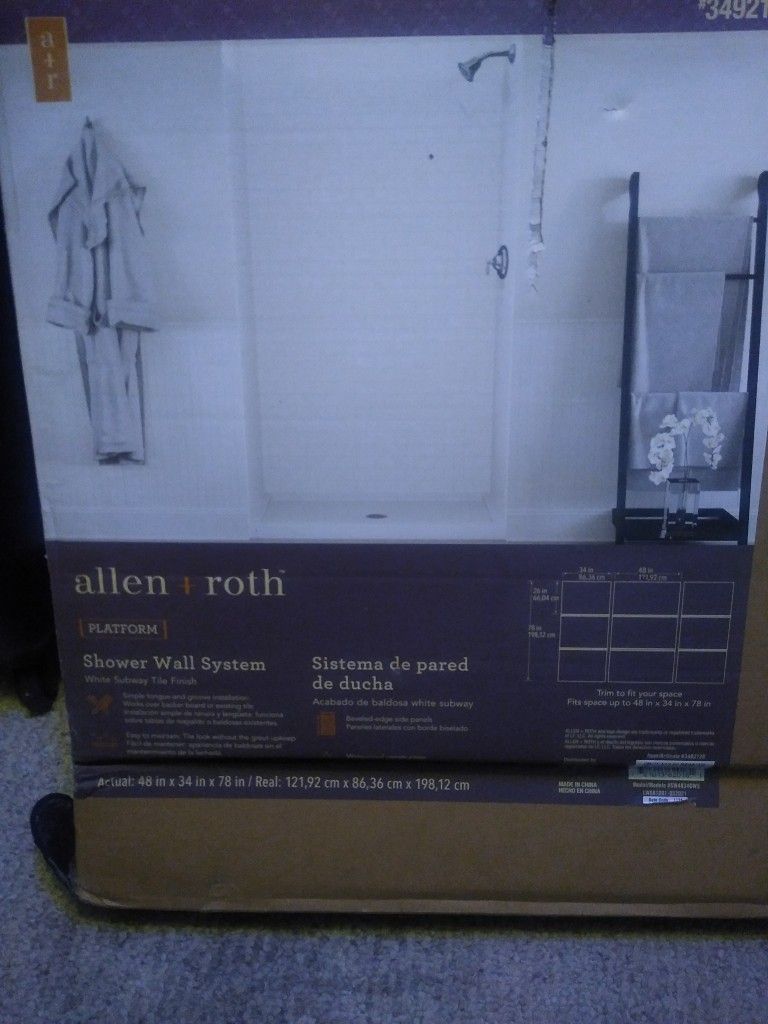 Allen+Roth Shower Wall System White Subway Tile Finish