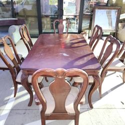 Dining Table With Center Leaf + 8 Chairs
