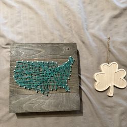 USA map & unfinished four leaf clover