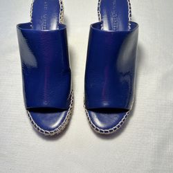 Karl Lagerfeld Blue Leather Platform Espadrille Size 10M