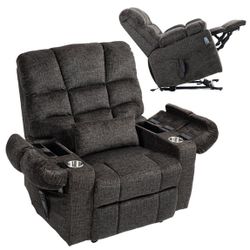 #329ABC. 3-Motor Lift Chair with Adjustable Seat Height Zero Gravity Recliner with Heat Massage, Lay Flat Recliner with Arm Storage Cup Holders - Powe