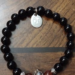 New JOXFA Brand Men's Beaded Skull Bracelet 