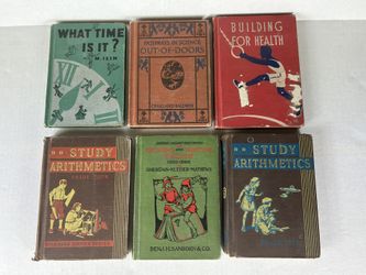 Vintage Educational Books 1932-41 Elementary School Aged Room Decor Lot of 6