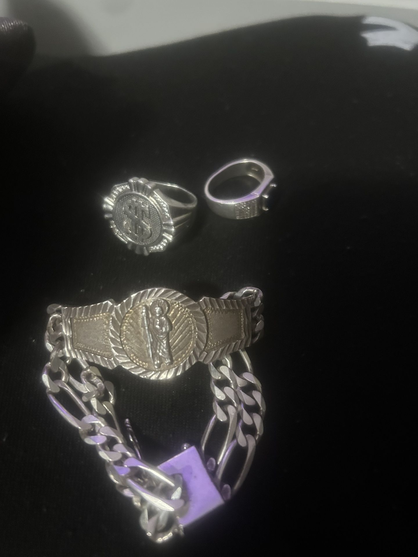 Silver Rings And Bracelet