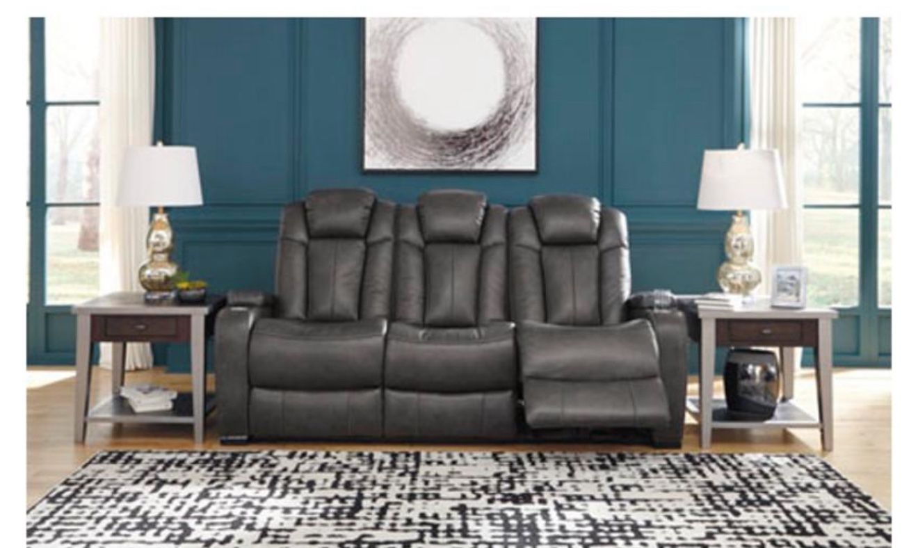 Leather Adjustable Recliner Grey Sofa