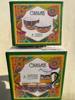 Carlos by Carlos Santa ceramic sets: sangria pitcher & cups + bowl sets