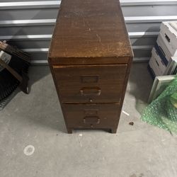 Antique Wooden 2 Drawer Filing Cabinet 