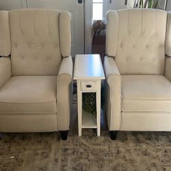 Soft Pushback Recliners Off-white Microfiber