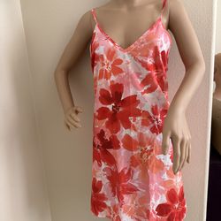 Tropical floral print lounge, beach, travel, cover-up, summer dress medium 6/8