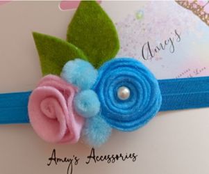 Blue and Pink Floral Headband