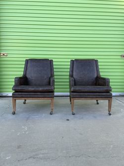 Leather Vintage Antique Mid Century Modern Chairs