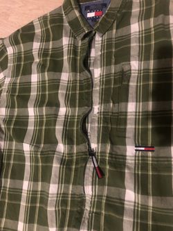 Vintage Tommy Hilfiger zip up flannel green L