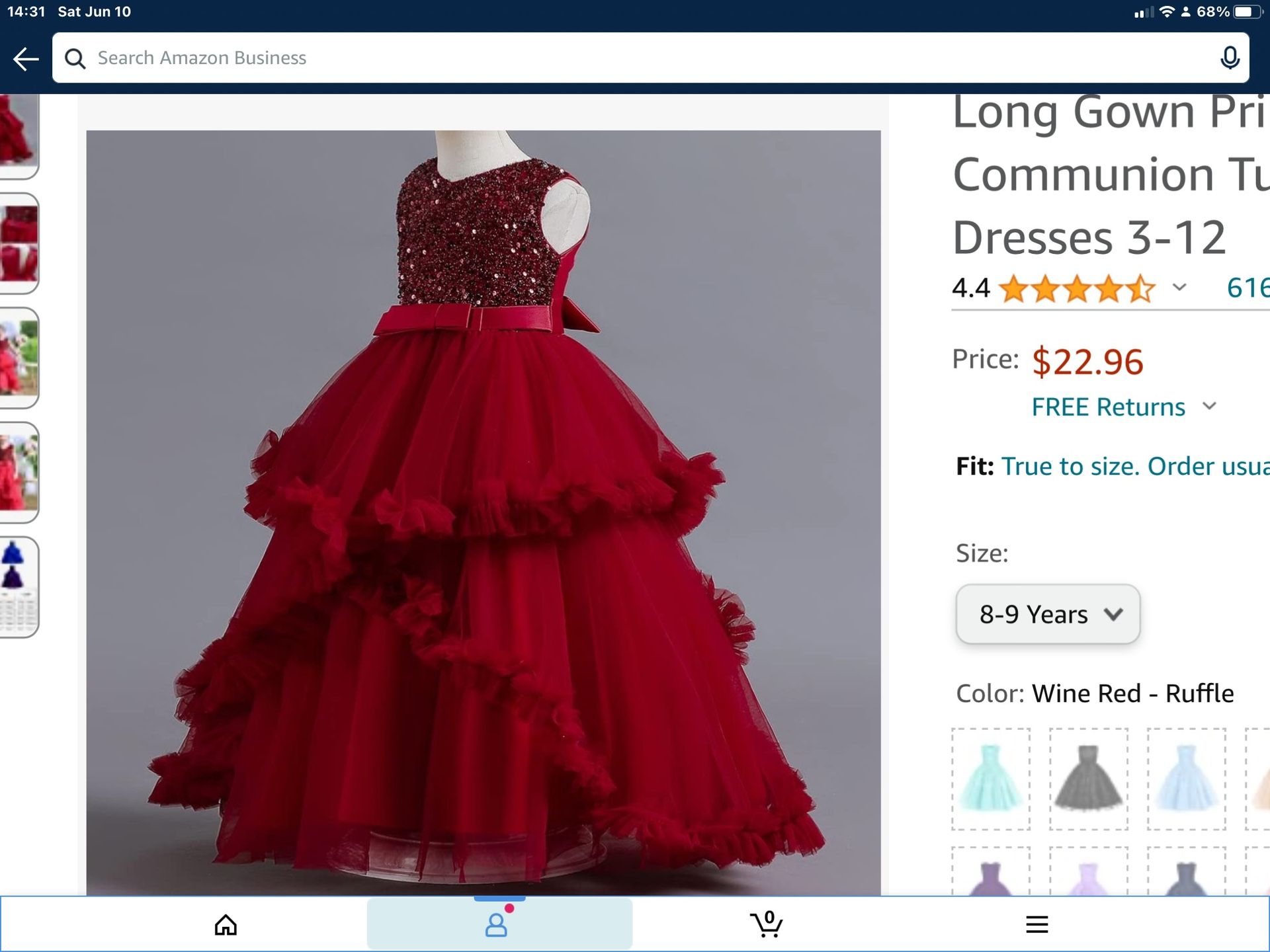 Girls Size 8–9 Red Party Dress