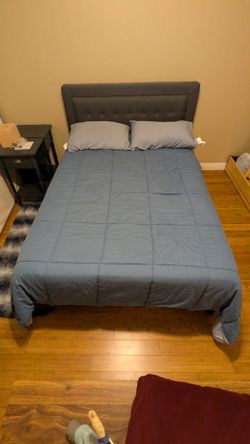 Zinus Full Size Dachelle Upholstered Platform Bed Frame and 10 inch Zinus Foam Mattress