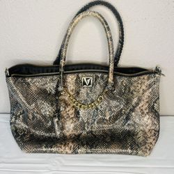 Victoria's Secret Snakeskin Print Faux Leather w/ Zipper Tote Bag purse