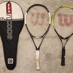 Two Wilson tennis rackets and Case 