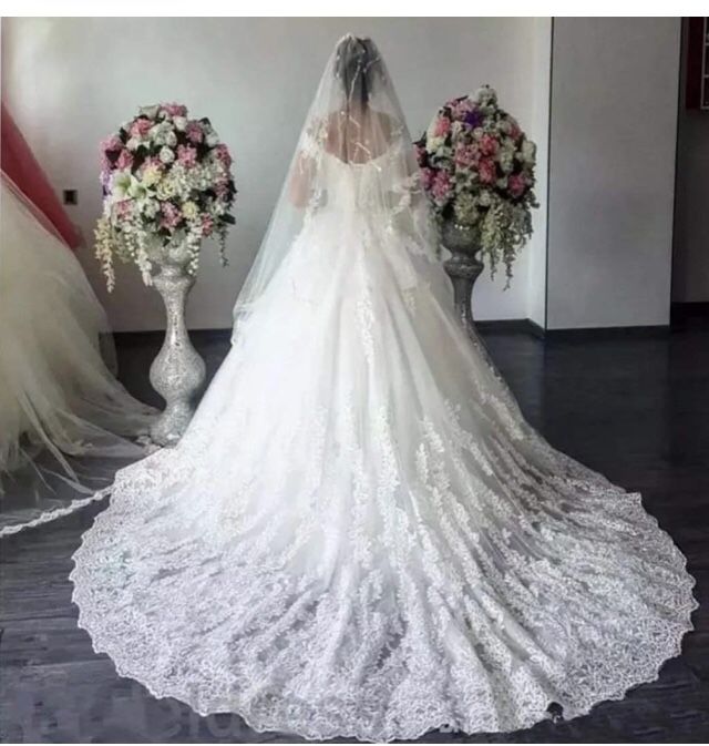 New White Lace Wedding Dress. Whit Veil And Skirt Sz. 12. ( See Al Pictures Please For Details). Size Chart In Last Picture.