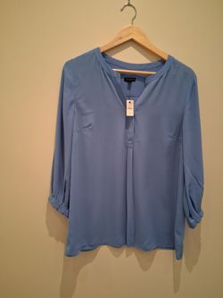 Talbots Blue V-Neck Blouse with Tags Siize Medium