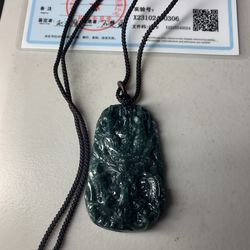 Natural Green Jade Pendant Necklace With Authenticity Card 