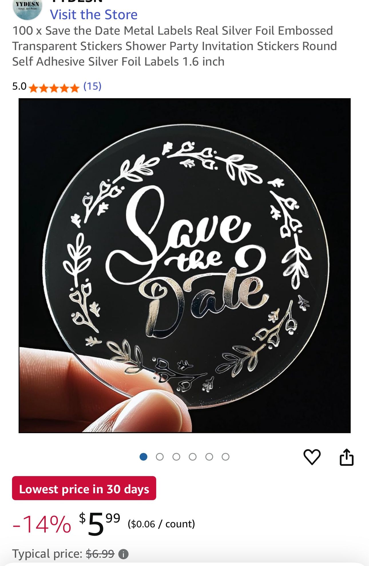 Save The Date Silver Stickers