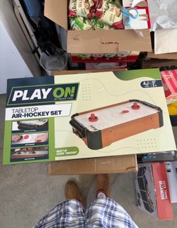 Tabletop air hockey set