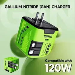 W&O 120W gan Charger, Super Fast Charger, Retractable Phone Charger Wall Plug (Super Fast)