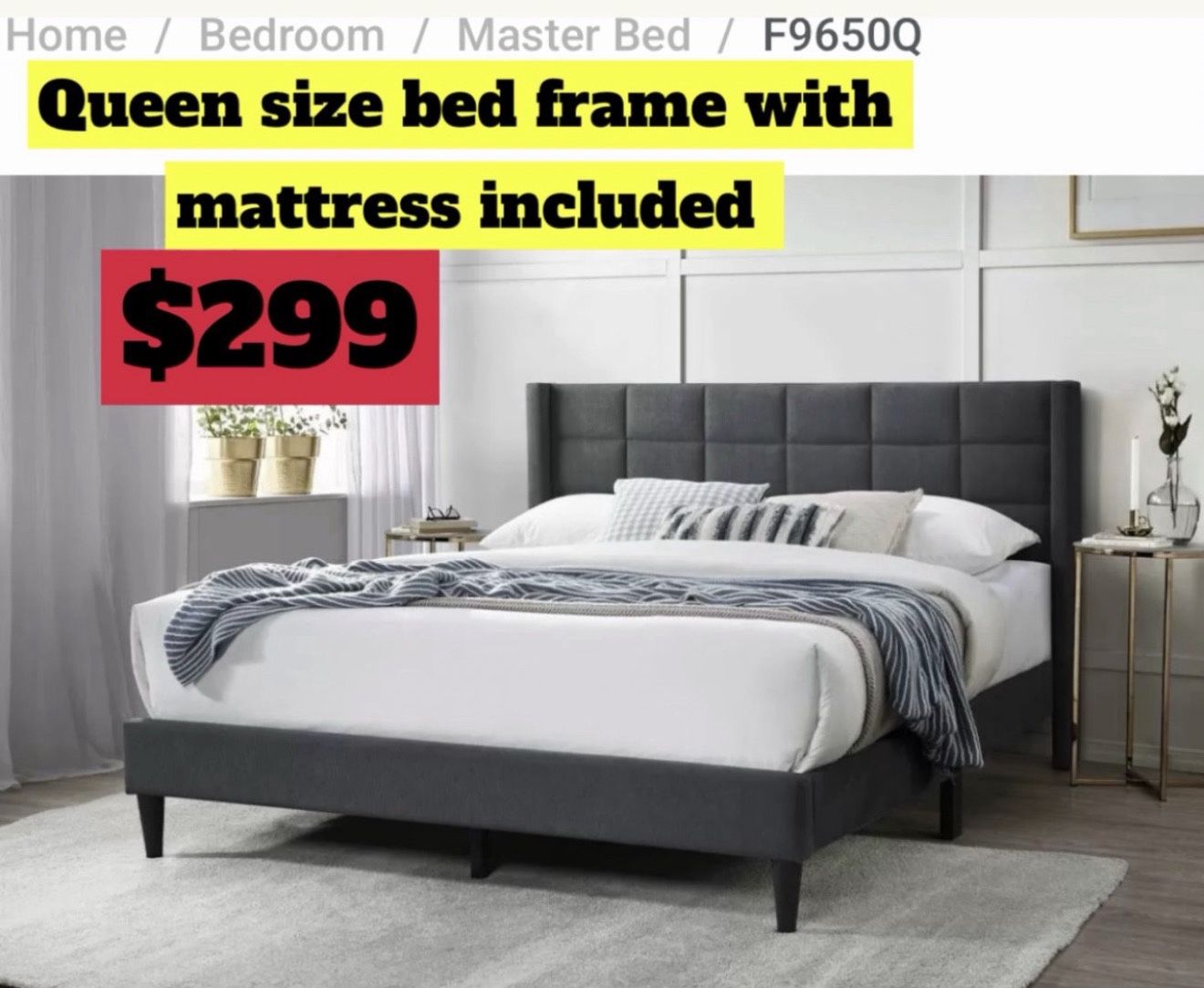 Queen Size Bed Frame With Pillow Top Mattress Included