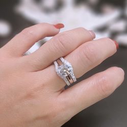 Moissanite Ring Set With Certificate 