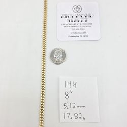 14k gold 8" 5mm Miami Cuban link bracelet