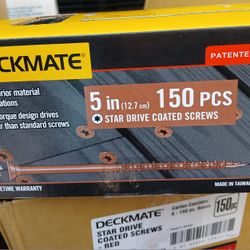 New 5" DECKMATE Exterior Screws 150 Pcs Box, $35 each Box. 12 Boxes Available. 