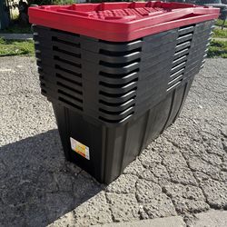 57 GAL HEAVY DUTY PLASTIC STORAGE BOXES BLACK- RED . ⬇️
