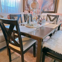 Dining Table With Chairs And Bench 