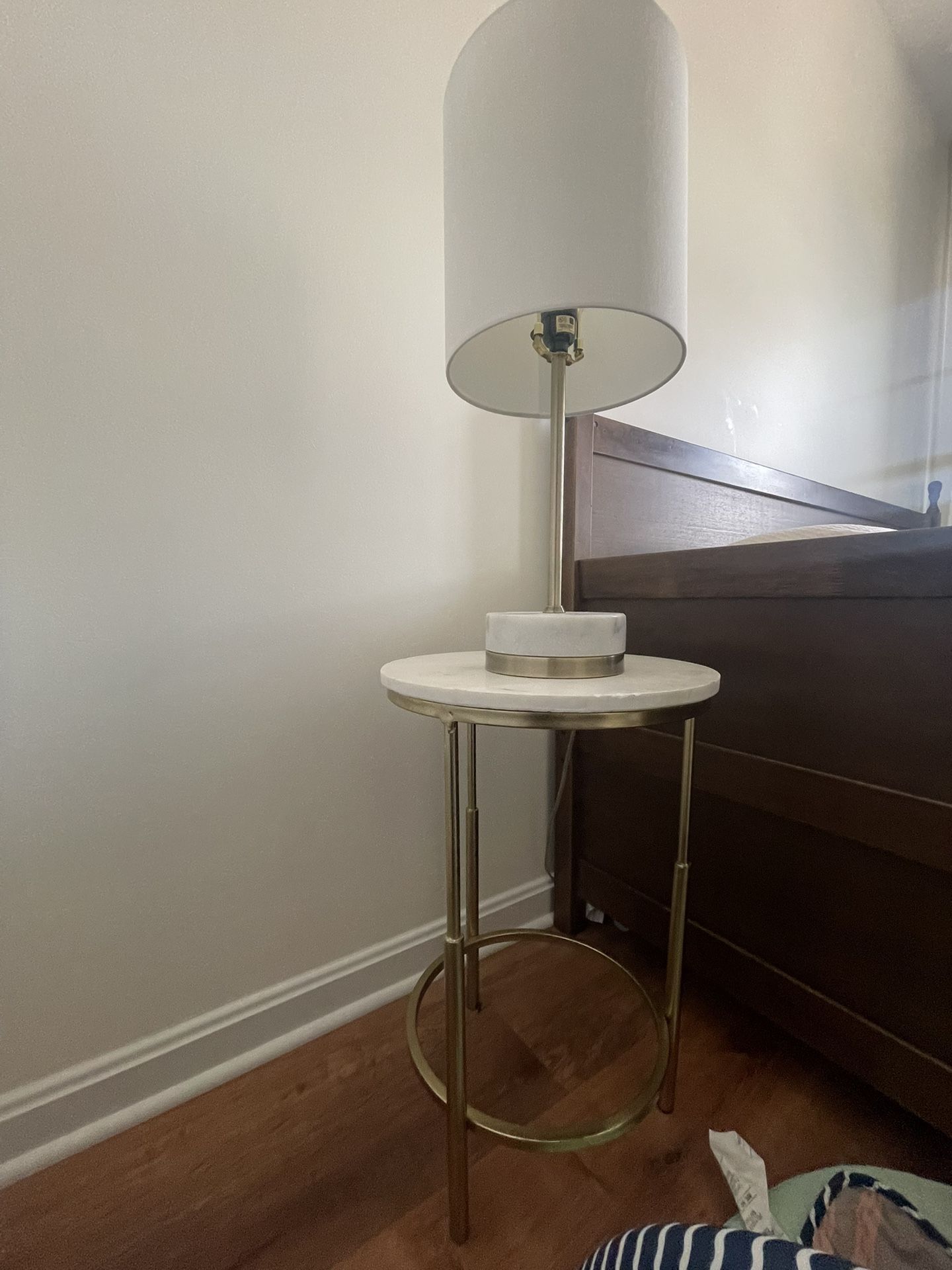 Marble Side Table + Matching Table Lamb