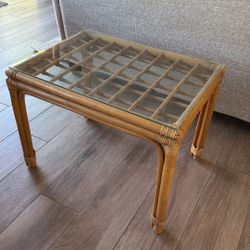 Glass top bamboo table