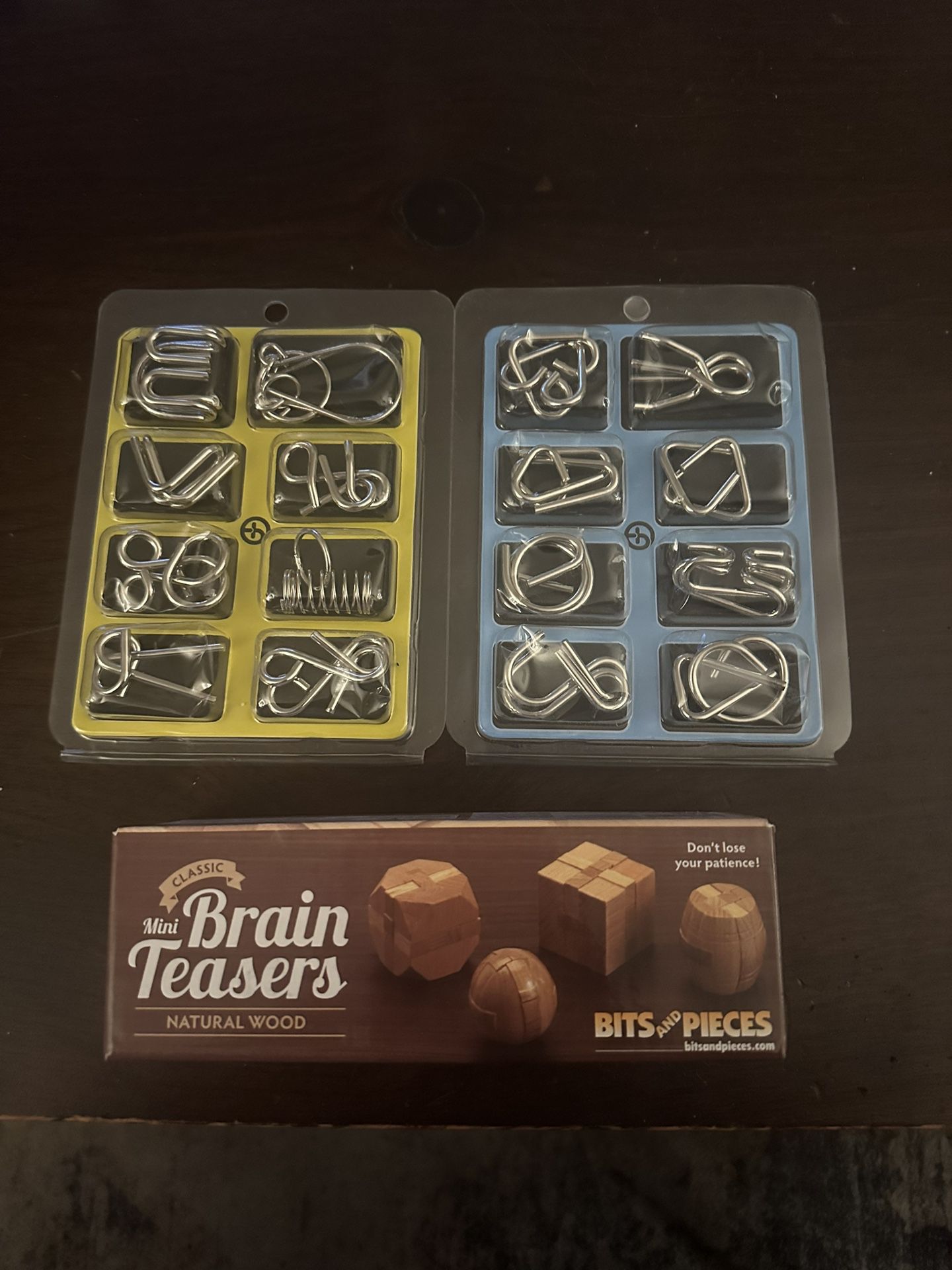 Mini Brain Teasers- 1 Wood Set, 2 Metal 