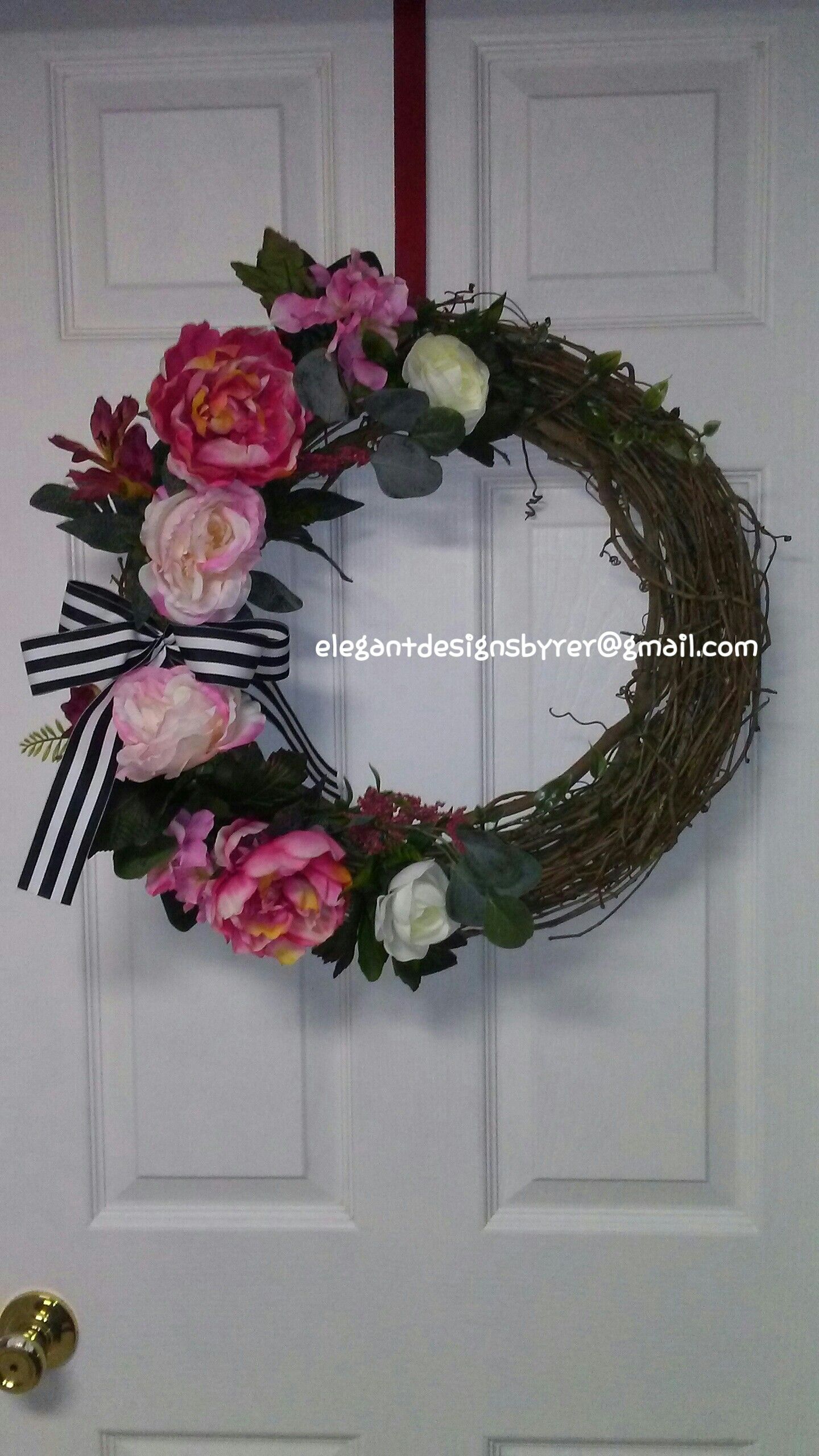 New Handmade Rose and Peony Wreath