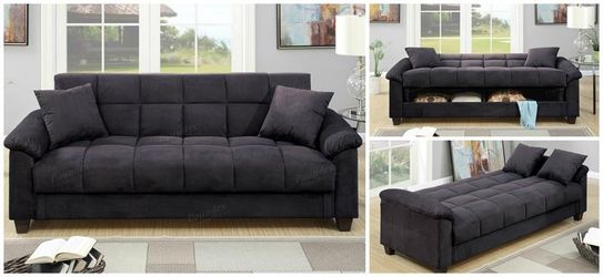 Brand new microfiber storage futon