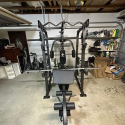 Vesta Fitness Smith Machine 2001 w/Bench Attachment | 230lb Bumpers Weights | 7ft Olympic Bar | Fitness | Gym Equipment | FREE DELIVERY 🚚 