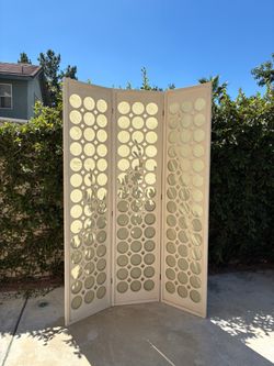 Vintage Mid Century Modern Retro space age abstract white 3 panel room divider