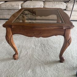2 Wood Coffee/End Table With Glass Top